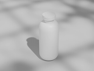 round plastic bottle mockup, flat flip cap cylindrical water bottle packaging, tall liquid skincare and cosmetic bottle, personal care product tube packaging, round shape plastic liquid container