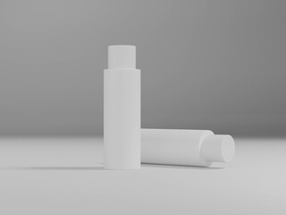 set of round plastic bottles mockup, skrew cap cylindrical water bottle packaging, liquid skincare and cosmetic container, personal care product round shape tube packaging, white PET Squeeze bottle