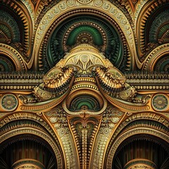 Obraz premium Magnificent Ornate Architectural Detail with Intricate Symmetrical Pattern and Decorative Elements