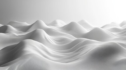 Abstract White Undulating Landscape Digital Art