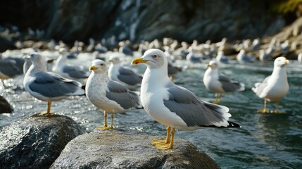 Fototapeta premium Seagulls on Rock