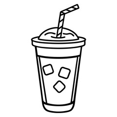 Modern Line Art Iced Coffee Design