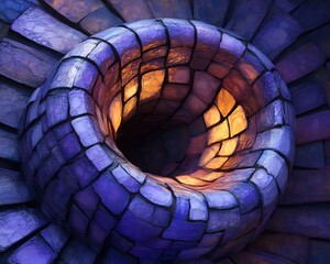 Fototapeta premium Mesmerizing Spiral Tunnel of Vibrant Colorful Lights and Intricate Patterns