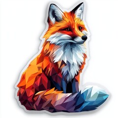 Abstract geometric fox illustration with warm orange and red hues against a clean white background