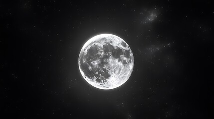Fototapeta premium A luminous full moon casting a gentle glow on a completely black background