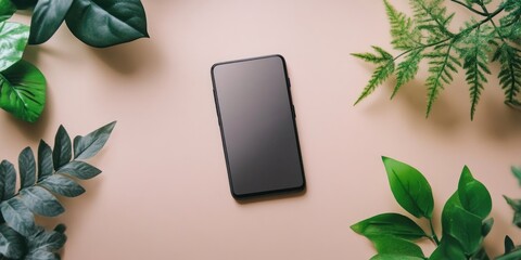 Table with Plants and Cell Phone