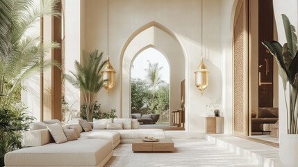 Serene Modern Oasis Living Room Design With Tropical Plants