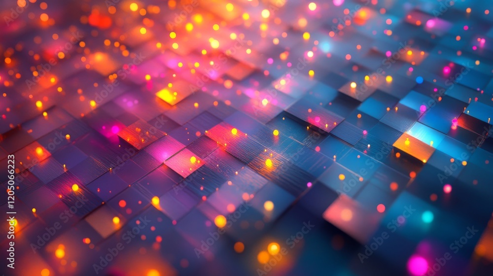 Poster abstract colorful blocks glowing lights pattern design