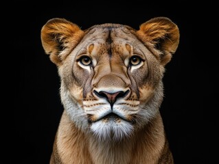 Lion's Face on Black Background