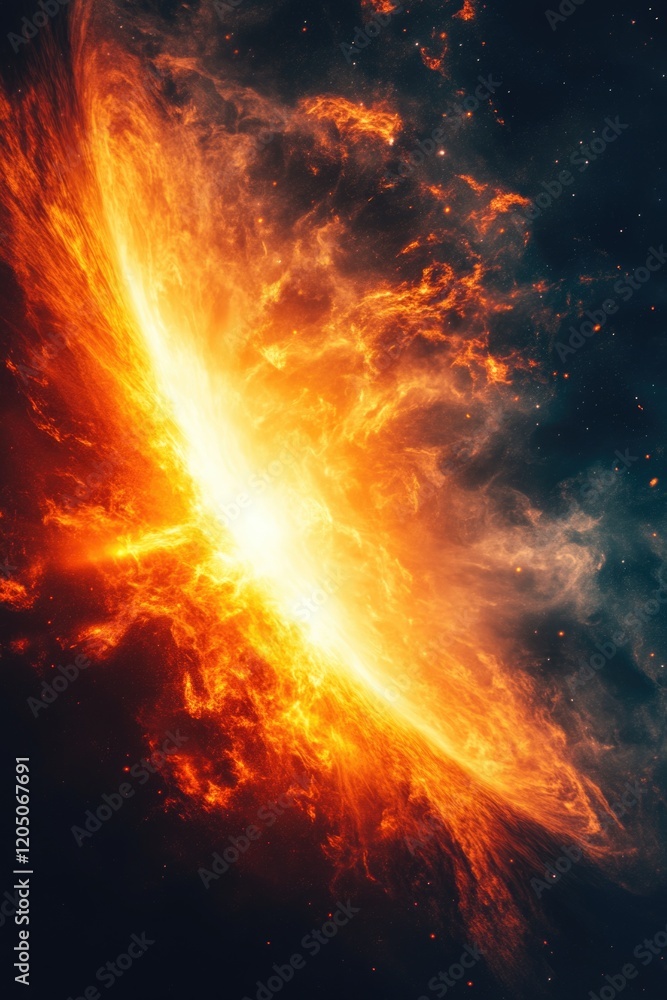 Wall mural orange star on black background