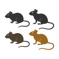 Mouse or Rat icon vector illustration art design on white background. Mouse rat silhouette image set. isolated white background.