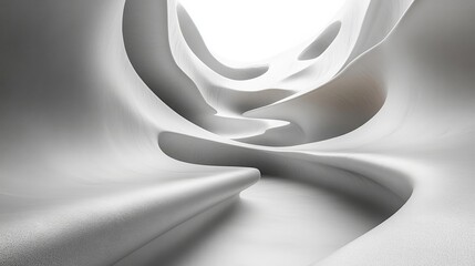 Abstract White Sculpted Form Organic Curves