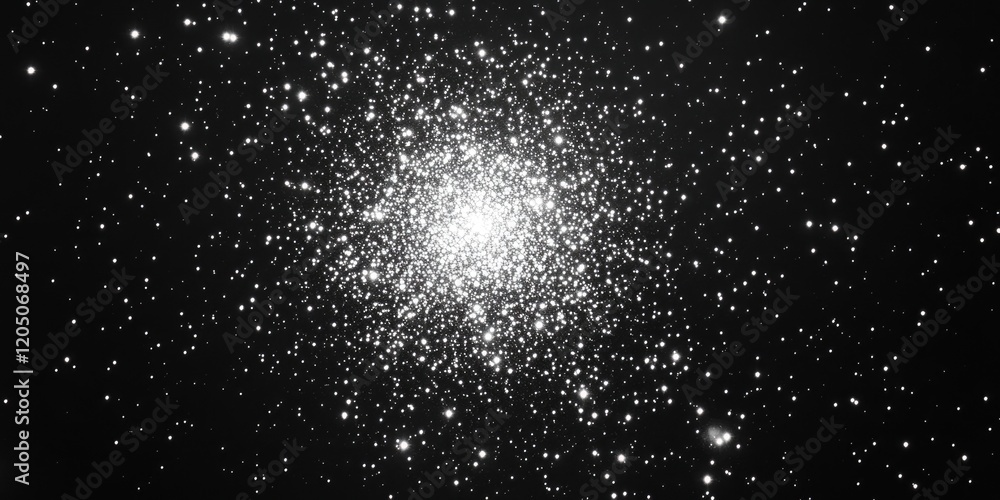Wall mural black and white star cluster