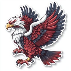 Obraz premium Striking Patriotic Eagle Illustration with Red White and Blue Feather Pattern