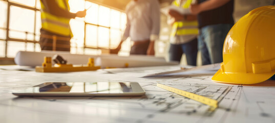 Team Collaboration with Architect and Construction Manager in Industrial Office Space