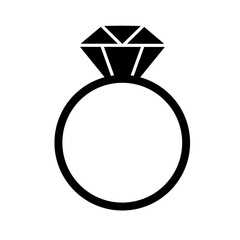 diamond ring vector on white background. engagement ring or wedding ring icon