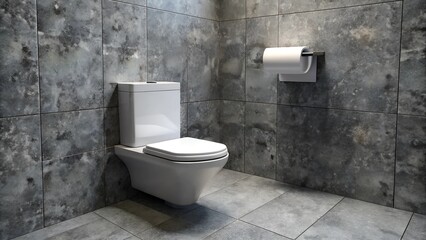 design of modern Toilet with granite grey wall