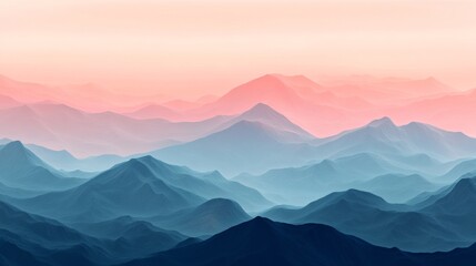 Abstract Pastel Mountain Range Landscape Illustration