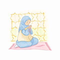 muslim woman praying in the masjid