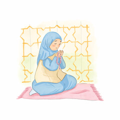 muslim woman praying in the masjid
