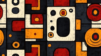 Obraz premium seamless pattern background, flat art style, minimalistic design, repeating motifs of Indigenous symbols, traditional patterns, cultural elements