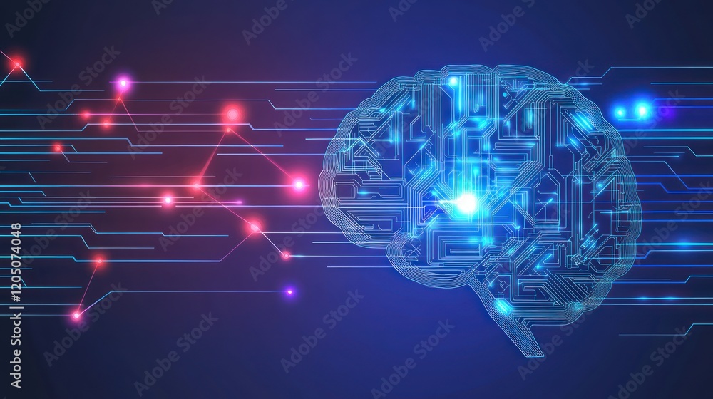 Poster digital brain circuitry represents neural network technology