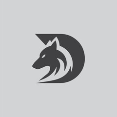 D letter wolf logo with vector template design