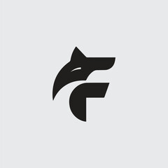 letter F wolf vector logo concept