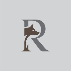 Letter R wolf, Fox logo concepts with vector design