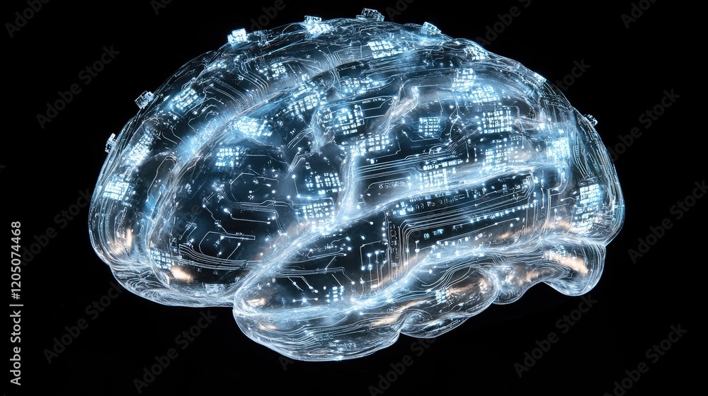 Poster a translucent brain model with integrated circuitry