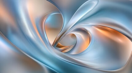 Abstract swirling metallic blue and orange forms
