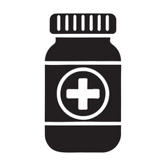 Simple Medical Bottle Silhouette Icon Vector Graphic
