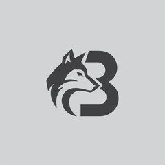 letter B wolf vector logo design