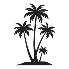Fototapeta premium Three Palm Trees Clustered on an Island Silhouette