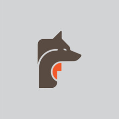 letter F wolf vector logo concept