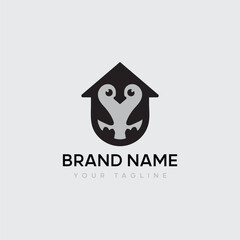 penguin real-estate home vector logo concept