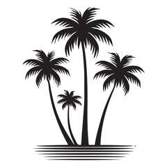 Tranquil Tropical Beach Palm Trees Silhouette Vector Art