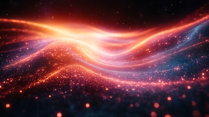 Abstract Red and Blue Glittering Cosmic Waves