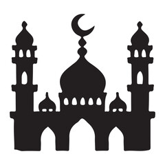 Mosque Building Silhouette Vector Illustration