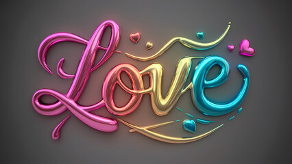 Fototapeta premium Love written word colorful letters sweetheart card or romance design illustration