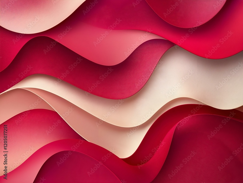 Poster abstract flowing red and pink waves layered design dynamic energy