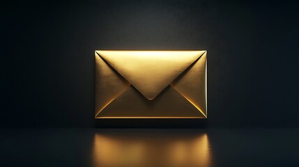 A glossy golden envelope with a soft glow placed on a black surface conveying an air of sophistication