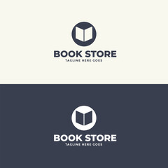 Book store, bookshop logo or library education logo, icon vector template illustration
