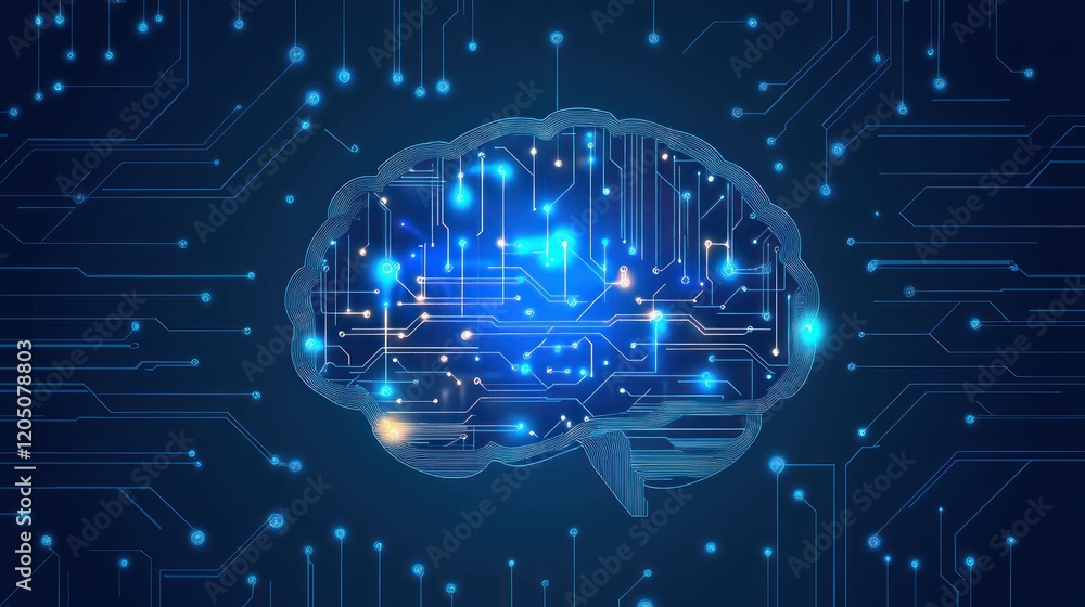 Aufkleber digital brain circuitry artificial intelligence network