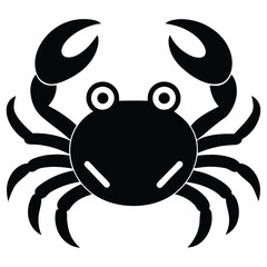 A simple crab with two claws and round eyes, vector design.