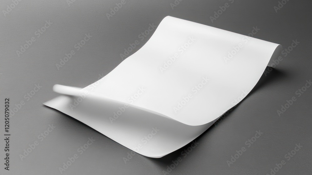 Poster white paper curl on gray surface background
