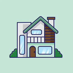 Fototapeta premium Simple cottage modern home cartoon vector illustration Collection of house concept icon isolated