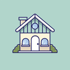 Simple minimalis classic house with chimney  cartoon vector illustration Collection of house concept icon isolated
