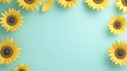 Vibrant Sunflowers on Soft Blue Background