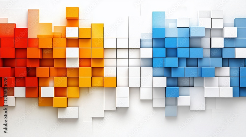 Poster Abstract colorful cube wave pattern background.